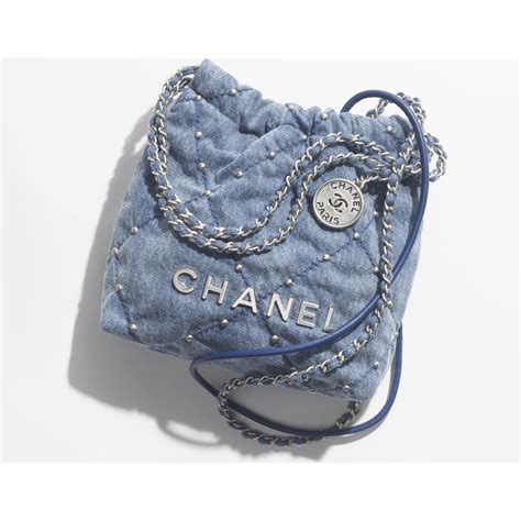 chanel 22 denim small|Chanel 22 small handbag, Washed denim & gold.